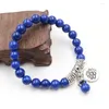 Strand XSM 8mm Lapis Lazuli Prayer Rosary Armband Pärlor Stone Bangles Reiki Tree Of Life and Lotus Flower Buddhist Meditation SMEEXKE