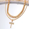 Collane con ciondolo 2023 Collana classica con pendenti a croce per donna Gioielli con ciondolo femminile a catena multistrato