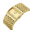 Wristwatches Gold Rectangle Women Watches 2023 Top Elegant Stainless Steel Creative Golden Rhinestone Ladies Watch Female Clock