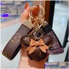 Keychains coitiscos de design de mouse cardochain Favor Favor Flower Pinging Charm Jewelry Keyring Holder for Men Gift Fashion Pu Leather Dhhqk