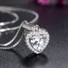 Catene di lusso da donna con strass pendente in argento sterling 925 con cuore in zircone, collana di gioielli, regalo di anniversario di matrimonio per