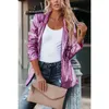 Chaquetas de mujer primavera otoño Casual Chic Y2K brillante largo manga solapa cuello fiesta Cardigan abrigos mujer moda lentejuelas Blazers Top