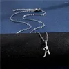 Pendant Necklaces 10Pcs/Lot Fashion Initial Letter Rhinestone Stainless Steel Necklace For Women Men Simple 26 A-Z Jewelry Gifts
