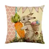 Pillow Case Spring Easter Pillowcase Ester Carrot Cushion Cover Colorful Eggs Happy Day Decor For Home 2023 Gifts Favor