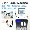 755nm 808nm 1064nm Depilador a laser de diodo Máquina de remoção de pelos a laser de biquíni 2 em 1 Picosegundo Nd Yag Q Switch Tratamento de pigmentação de pele a laser