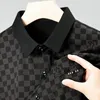 Camisas casuais masculinas primavera e outono gola polo xadrez impressão contraste cardigan epaulet camisa de manga longa moda férias formal tops