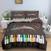 Ensembles de literie Ensemble de motifs musicaux Housse de couette Clé de piano Luxe King Couette complète pour chambre à coucher avec taie d'oreiller Literie 2/3 pièces