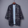 Herrjackor #5035 kimono jacka män svart ytterkläder lös sommar solskyddsmedel hanfu tunn kappa kofta vintage kinesisk stil