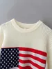 Women's Sweaters Women's Suede Sweater Women's Tight Fit US Flag Soft Sweater Autumn and Winter Knitted Long Sleeve Korean Oversized Sweater 231121