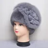 BeanieSkull Caps Mode Femmes Chapeau De Fourrure Pour L'hiver Naturel Rex Lapin Cap Russe Femelle Couvre-chef Marque De Luxe Chaud Bonnets 231120