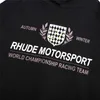 디자이너 의류 후드 티 스웨터 Rhude Motorsport 새로운 느슨한 면화 특대 까마귀 남성 여성 Streetwear 풀오버 재킷 힙합 스포츠웨어 탑 판매