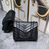 2023 Luxury Handbag Shoulder Bag Brand LOULOU Y-Shaped Designer Seam Leather Ladies Metal Chain Black Clamshell Messenger Chain Bags Box Wholesale123