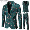 Abiti da uomo Blazer Abito casual da uomo di alta qualità Blazer Gilet Pantaloni Stampa natalizia Strada Hip hop Moda Slim Banchetto Party Uomo 231120