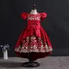 2023 robes de fille de fleur bijou cou robe de bal dentelle perles brodées grand arc enfants filles robe de reconstitution historique haut bas robes d'anniversaire robe de soirée pour mariage robe de queue