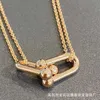 Designer Brand Tiffays Hardwear Necklace Series Shen Xiulian Same Style Horseshoe Buckle Rose Golden Light Gold Lock Bone Chain Female