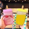 Tazze 1PC 300ML Cute Straw Cup Popsicle Water Bottle Outdoor Succo Bottiglia di acqua potabile Adatto per bambini adulti con corda Z0420