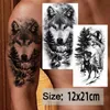 Wasserdichter temporärer Tätowierungsaufkleber Wald Big Tiger Lion Wolf King Körper Arm Hand Cool Art Black Animal Men Women Fake Tattoos