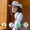 Berets Fashion Kolor Summer Western Crochet Denim Słomy Hat Women Men Solid Travel Beach Jazz Hollow Foldable Słońce Hurtowe