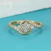 Anéis de casamento feminino charme flor floco de neve para mulheres branco zircão bandas antigo ouro cor onda anel de noivado festa jóias
