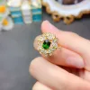 Deep Green Diopside Ring 5x7mm 0.7CT Natural Chrome Diopside Silver Ring Vintage 925 Silver Gemstone Jewelry With Gold Plating