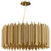 Lampadari Luci Modern Gold Living Room Island Deco LEDing Steel Round Bedroom Restaurant Oval Interior Hanging Light