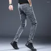 Herren Jeans Jeans Denim Gray für koreanische trendige Ankunft lässige, vielseitige, elastische Korea Slim Straight Hosen Männlich