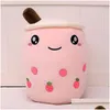 Poupées en peluche mignon thé à bulles doux en peluche rose Stberry goût câlin oreiller enfants jouets livraison directe cadeaux animaux Dhaue