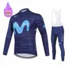 Cykeltröja sätter cykel Vinterkläder Movistar Långärmkläder Ridning Set MTB Thermal Fleece Maillot Ropa Ciclismo 230421