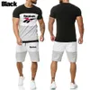 Men's Tracksuits Men's Summer Brand Print Shorts Suits Leisure Sports Fashion Gym Suit Bodybuilding T-shirtPants Two Piece Sportswear Set 230421