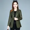 Vestes en cuir pour femmes, Faux manteau vert armée 6XL, vêtements en PU décontractés, hauts d'extérieur, Jaqueta Femme Q478, 2023