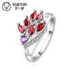 Wedding Rings Wholesale Silver Plated For Women Bridal Jewelry Anillos De Plata Classic Rhinestone Red Stone Ring