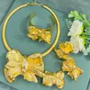 Necklace Earrings Set 24K Italian Gold Plated Jewelry Dubai Color High Quality Ladies Bracelet Rings Banquet Wedding