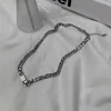 Chains Personality Titanium Steel Silver Color Cuban Link Chain Necklace For Women Jewelry Accessories Hip Hop