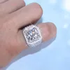 Anelli a grappolo Fine Solitaire Maschio 4ct Lab Sona Anello con diamante 925 Gioielli in argento sterling Fede nuziale di fidanzamento per uomo Regalo di anniversario