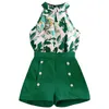 Clothing Sets Children's Westernized Hanging Neck Sleeveless Printed Top Shorts European And Baby Gloved Outfits For Girls