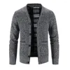 Men's Sweaters Jacket Sweater Daily Holiday Regular Thicken V Neck Button Cardigan Fleece Knit Top Long Sleeve Medium Stretch