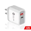 Type C Charger 18W US AC Quick PD QC3.0 Wall Chargers Adapter voor iPhone 14 Plus 13 Mini 12 Pro Max Samsung Tablet PC met pakket