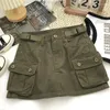 Skirts Vintage Denim Cargo Women Chic High Street 4-colors All-match Summer Sweet Ins Pockets Mini A-line Faldas Sexy College