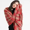 Scarves Luxury Thick Warm Winter Scarf Design Brand Print Women Cashmere Pashmina Shawl Lady Wrap Tassel Scarves Knitted Foulard Blanket 231120