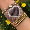 Braccialetti da tennis Pretty Bead Fashion Handmade Miyuki Heart Bracciale Charm Copper Micro Diamond Rivet Crystal Rhinestone