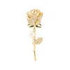 Brooches Korean Elegant Pearl Rose Flower For Women Rhinestone Crystal Enamel Pins Fashion Corsage Jewelry High Quality