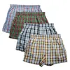 Underpants High Quality Brand 4Pack Mens Boxer Shorts Woven Cotton 100% Classic Plaid Combed Male Underpant Loose Breathable Oversize 230420