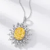 Ciondolo con diamante topazio taglio fiore Collana con pendenti per matrimonio in argento sterling reale al 100% per donne Gioielli da promessa nuziale