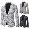 Costumes pour hommes Lettre florale Casual Blazer Jeunes Slim Mode Personnalisé Simple Boutonnage Costume Veste Stage Party Performance Robe