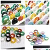 Ringas de banda por atacado 50pcs 6mm 8mm de jóias de moda ágata mti anel de pedra colorido para homem mulheres entrega dhgarden dhaju