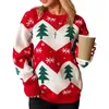 Women's Sweaters New 2023 Winter Christmas Women's Sweater Warm and Thick Knitted Christmas Tree Print Full Sleeve Jacquard Jumper Women's Zipper Top 231121