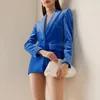 Giacche da donna in autunno e inverno Abbigliamento donna Blazer di velluto Cappotti blu Giacca moda Mini abito Traf 231120