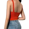 Damen geripptes Basic Tanktop Sommer V-Ausschnitt ärmellos dehnbar gestrickt schmal geschnitten Crop Tops einfarbig sommerlich schick rückenfrei Leibchen P230421