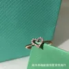 Tiffanyins ringen sieraden T Hollow Heart Ring Fashion Simple Net Red Rose Gold Heart Shaped Diamond Heart Ring