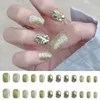 Unghie finte 24 punte per unghie rimovibili per manicure finta glitter diamante champagne oro quadrato corto